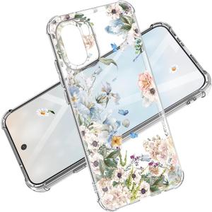 for oneplus 15R case 5G Marble and Flowers Slim Anti-Drop Shockproof Protective Soft Shockproof Clear Phone Protective Covers 6.83 Inch for Women Men (Elegant Blossom)