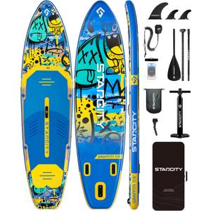 Starcity 11'6"x35"x6" Inflatable Stand Up Paddle Board, Extra Wide SUP Board for Stable Lake Paddling, 450 Pound Capacity Paddle Board for Beginners