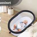 GYARING Baby bassinets,3 in1 Baby Crib, Sturdy, Portable & Easy to Assemble,Mosquito net and Portable Bag Included. (Black)