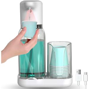 Luvan Automatic Mouthwash Dispenser for Bathroom, 25oz(750ml) Smart Mouthwash Dispenser with Cup Holder, Infrared Sensor and 2 Dispensing Levels, Rechargable Mouth Pumb Dispenser for All Age Groups (Automatic Dispenser)