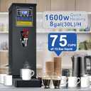 Commercial Hot Water Dispenser Commercial Water Boiler Electric Countertop Hot Water Machine Black 30L(8GAL)/Hour Step-heating Temperature Control 86-212F for Boba Tea Coffee Office Restaurant 1600W