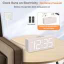 DreamSky Wooden Digital Alarm Clock for Bedroom - Desk Clock for Living Room with Large Numbers, Dimmer, Loud Alarm for Heavy Sleepers with Volume Control, DST, Office Wood Decor (Plug in Clock) White