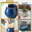 Zoeeker Ceramic Sponge Holder, Kitchen Sink Scrubby Caddy Organizer Dish Sponge Dish Rack for Scrubbers, Bathroom, Sink, Blue