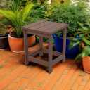 LZRS Square Patio Side Table, Heavy Duty HDPE Outdoor End Table with Wood Texture, Weatherproof Composite Table for Adirondack Chairs, Deck, Pool, Indoor/Outdoor, No Peeling or Cracking(Brown)