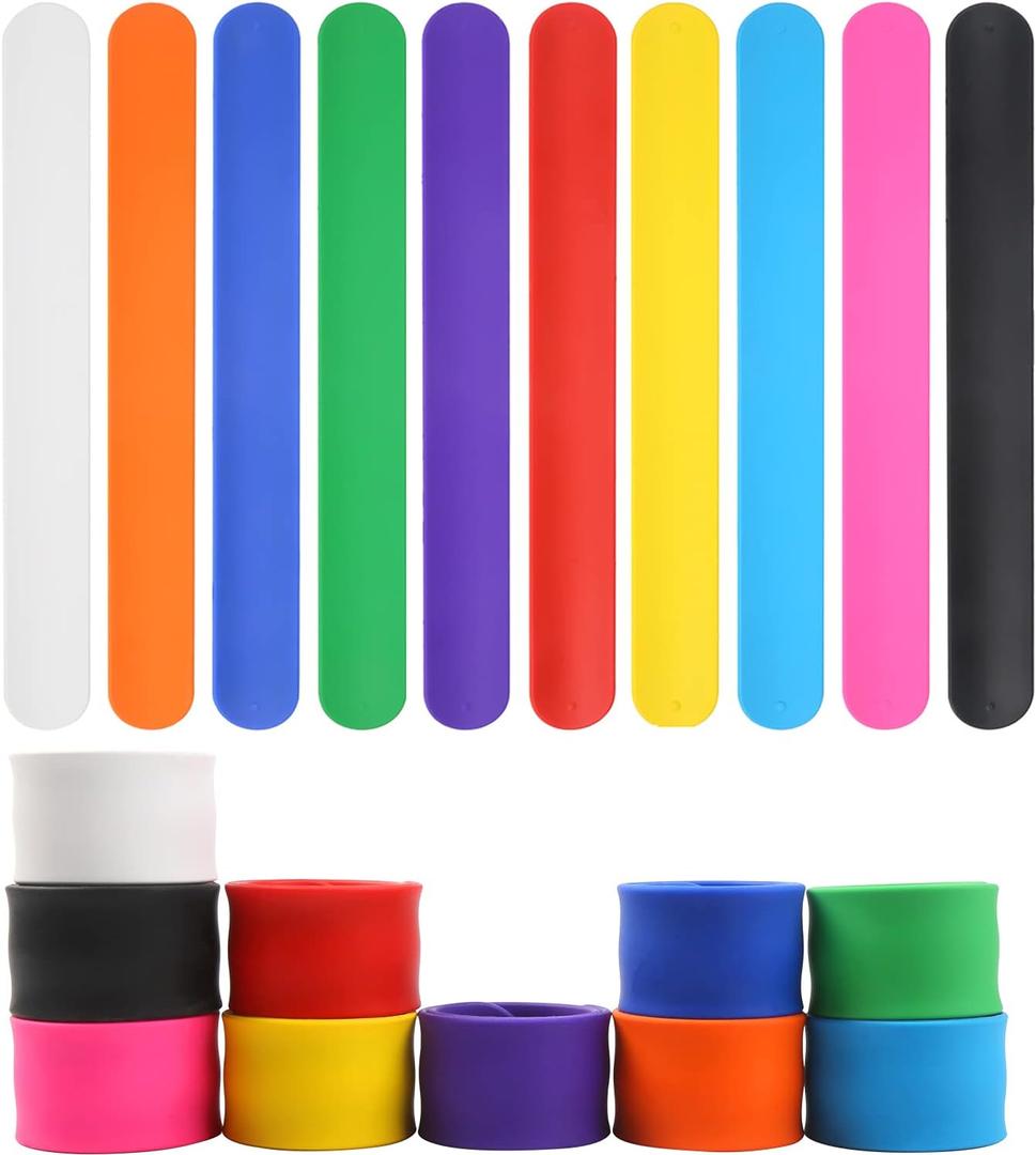 DIYASY Color Slap Bracelets,20 Pcs Silicone Snap Bracelets for Kids Soft Decorative Rainbow Colors Bracelet for Kids Girls Boys Birthday Party Favors and School Crafts