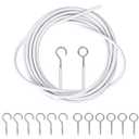 White Curtain Wire Plastic Coated Window Picture Hanging Wire with 8 Pairs of Screw Eyes and Hook 4 Meters