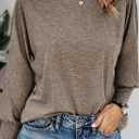 Dokotoo Womens Tops Long Sleeve Tops Shirts 2025 Spring Trendy Business Work Loose Basic T-Shirts (S)