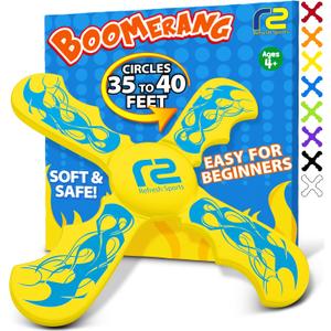 Kids Beach Toys & Beach Games - Ultimate Beach Boomerangs for Beaches - Fun Easter Basket Stuffers for Boys & Girls - Playdates Sand Toys Soft Colorful Designs & Tons Of Fun Toy Easter Gifts For Kids (Yellow)