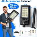 18-inch Solar Street Light Outdoor, Dusk to Dawn Flood Light 2 Pack | 10000W, 330LED Motion Sensor Security, IP67 Waterproof, 360 Wide Angle, Commercial Grade for Yard Driveway Parking Lot, 8.5 x 2.84 x 17.8 inches