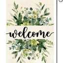 8 x AVOIN colorlife Spring Summer Floral Welcome Garden Flag 12x18 Inch Double Sided Outside, Eucalyptus Seasonal Farmhouse Yard Outdoor Flag