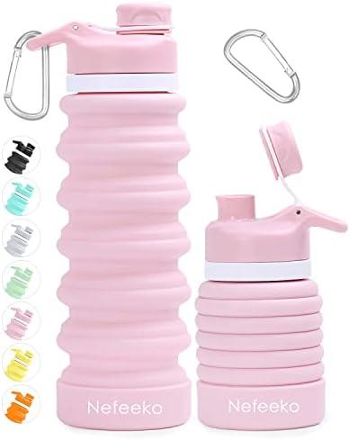 Nefeeko Collapsible Water Bottle, 26oz Silicone Foldable Water Bottles Leakproof BPA Free Travel Water Bottles with Carabiner, Portable Sport Water Bottles for Camping,Hiking Outdoor Indoor Sport