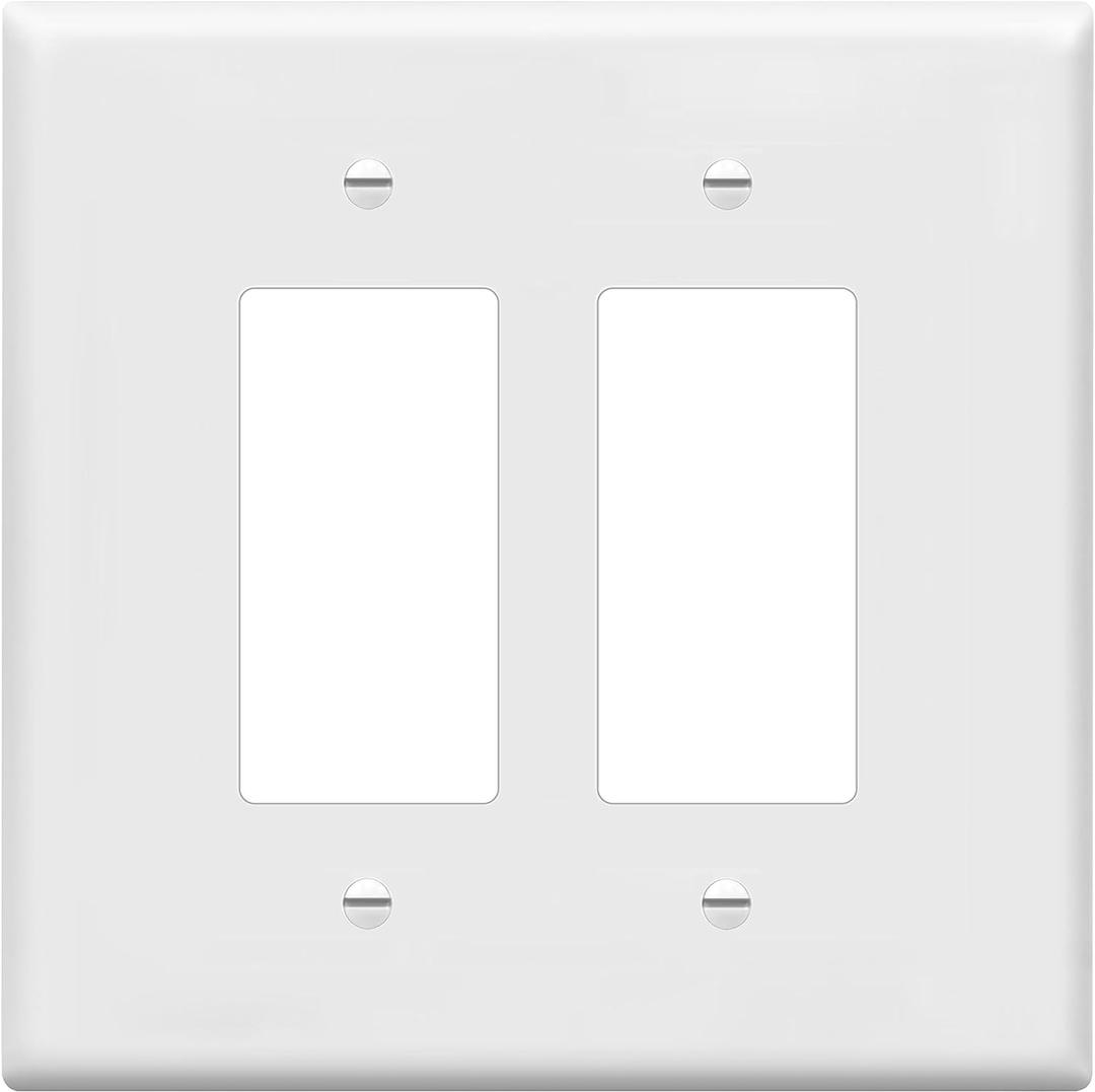 ENERLITES Double Decorator Switch Cover, Two Outlet Wall Plate, Oversized 2-Gang 5.50" x 5.50", Unbreakable Polycarbonate Thermoplastic, UL Listed, 8832O-W, White (Oversize, White)
