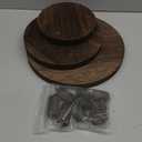 3 Pcs Wood Plant Stand Indoor Outdoor, Round Wood Riser for Decor 6/8/10" Wooden Stool Display Stand Flower Pot Holder Small Planter Tray Modern Potter Decorative for Desktop Counter Room (Rustic Brown)