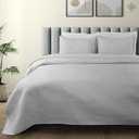 BIOWEAVES 100% Organic Cotton Quilt King Size - Diamond Stitched Quilted bedspreads - All Season Oversized Coverlet Set - GOTS Certified Bedding Set | 1 Quilt & 2 Pillow Shams