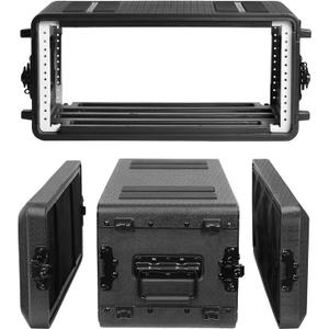 Diandian 4U Rack Case Shallow 12" Depth, 19" Rackmount Flight Case, Watertight Dust-Proof, Shock Mount for Amplifier, Pro Audio, DJ Mixer, Effects with Microphone Compartments (4U Rack Space 12" Deep)