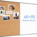 ARCOBIS Cork Board White Board Combo, 36 x 24 Inch Bulletin Board, Magnetic Dry Erase Board & Corkboard for Wall, Vision Board for Home, Office, School, Black Frame