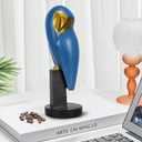 Owl Statue for Home Decor Accents, mid Century Modern Decor, Vintage Owl Figurines Gifts for Birds Lover, Handmade Vintage Sculptures for Living Room, Home, Office (Blue)
