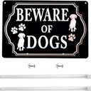 Kichwit Beware of Dogs Sign with Stakes, Aluminum, All Metal Construction, 11.8 x 7.9 Inches, Metal Stakes Included