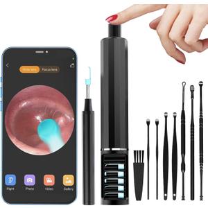 Ear Wax Removal Tool Camera, Ear Cleaner with Camera Earwax Removal kit with Camera, Ear Camera 1080P with 6 LED Lights, Compatible with iOS&Android