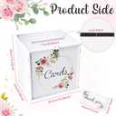 OurWarm PVC White Wedding Card Box with Lock, DIY Gift Card Box for Wedding Reception, Pink Rose Wedding Money Envelope Box for Party Graduation Birthday Baby Shower Decorations