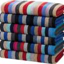 Kaufman Colored Classic Multi-Color Stripe Beach Towel - Oversized Beach Towels for Beach & Pool - Soft & Absorbent for Versatile Use - Large Cotton Towel for Adults & Kids 30" x 60" - 6 Pack