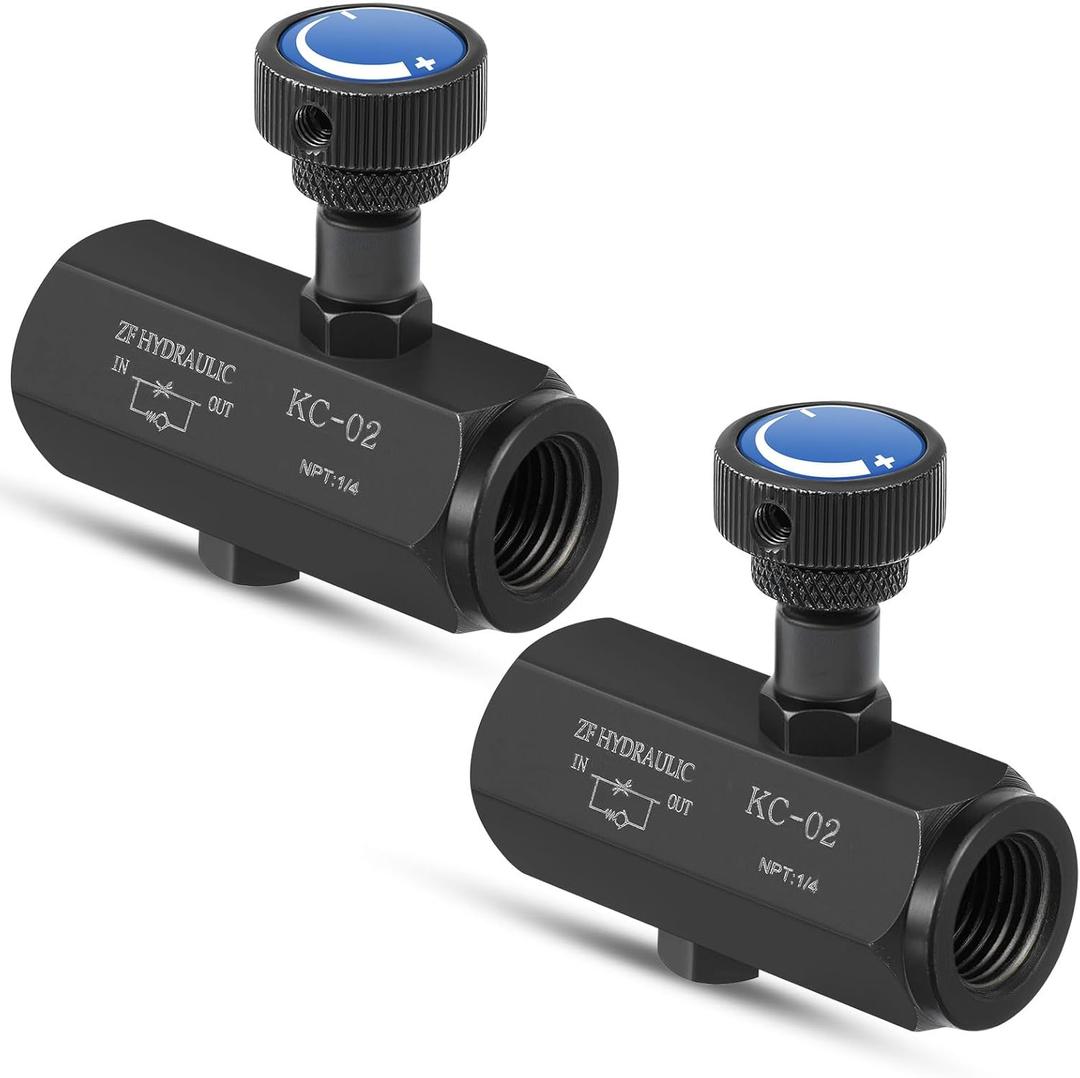 2 Pcs Hydraulic Flow Control Valve KC-02 1/4" NPT Threaded Throttle Check Valve 3000psi Carbon Steel Hydraulic