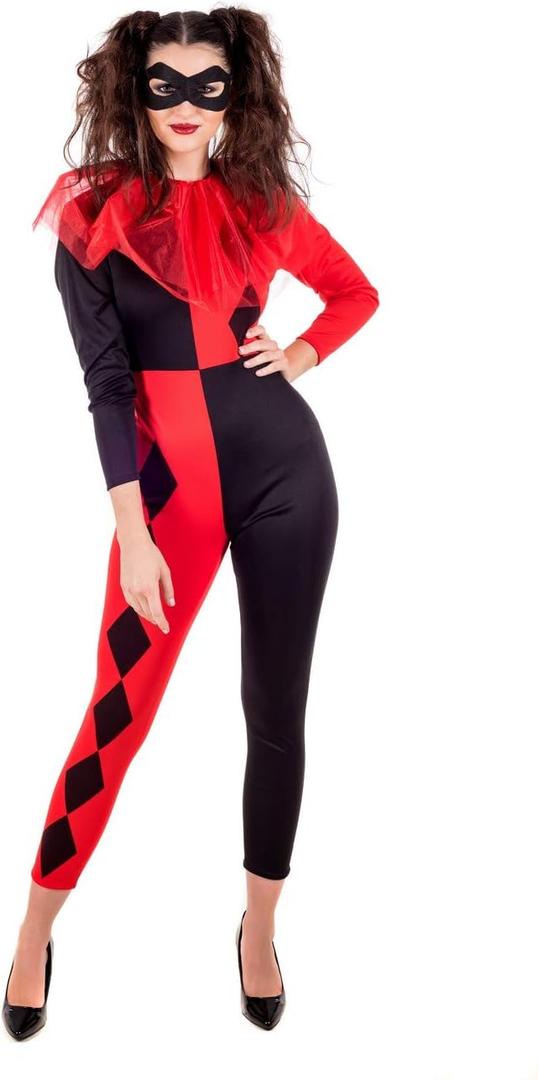 fun shack Jester Costume Women, Harlequin Costume Women, Jester Halloween Costumes for Women, Harlequin Clown Costume Women (X-Small)