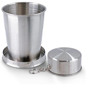 Litoexpe 5oz Collapsible Travel Cup With Keychain, Stainless Steel Folding Camping Cup Portable Drinking Mug For Hiking, Picnic and other Outdoor Activities, 150ml