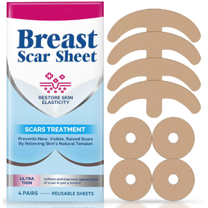 Silicone Scar Sheets for Breast, Silicone Scar Tape, Reusable and Effective Breast Silicone Scar Sheets, 4 Pairs