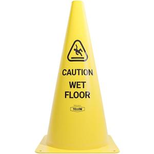 Yellow Safety Commercial 19 Inch "Caution Wet Floor" Sign Cone, 1 ct., Easy to Use and Store