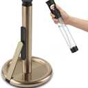 Ultrean Paper Towel Holder with Spray Bottle, Countertop Freestanding Paper Towel Dispenser with Spring-Loaded Tension Arm for One-Handed Tear, Weighted Non-Slip Base, Stainless Steel for Kitchen,Gold