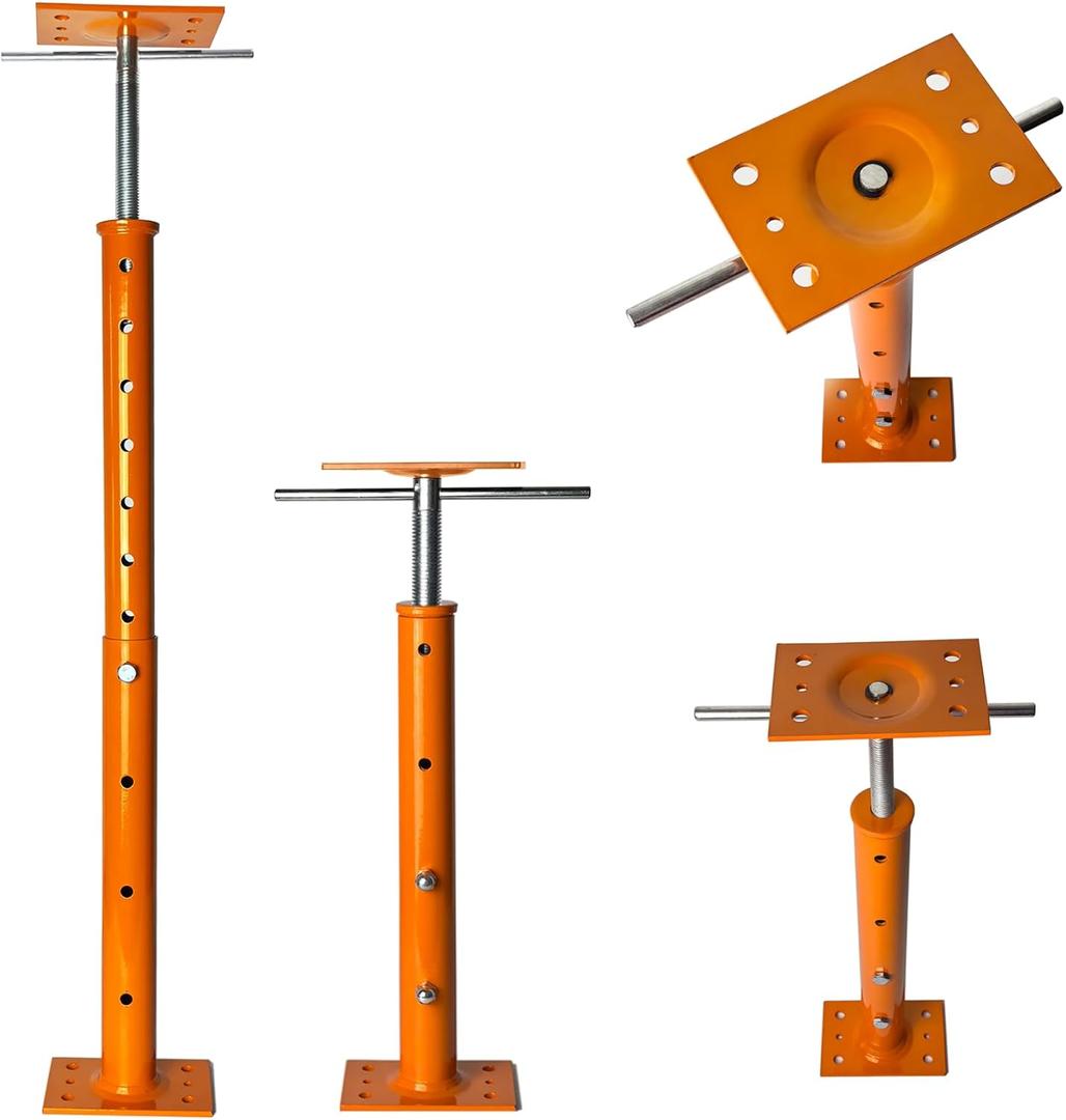 House Jacks for Leveling, 2 Pack Adjustable Jack Post 19" -38" Basement Floor Jack, Screw Floor Jack Post Supports Stabilizer Jacks for House Foundation, Stairs, Porches, Roof Beams (Orange)