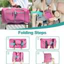 Dimayar 65L Travel Duffle Bag for Men Women - Foldable Duffel Bag with Shoes Compartment - Overnight Bags Waterproof & Tear Resistant(Rouge Pink)