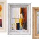 Picture Frame Set, 4x6 Photo Frames with Foldable Stand, Stylish Tabletop Display, Durable Wood Design, 3Pcs, Brown, Marble, Natural Wood Color