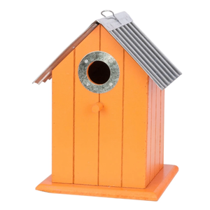 Corrugated Metal Colorful Wren/Chickadee Birdhouse
(Orange+Red)