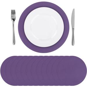 SHACOS 100 PCS Round Paper Placemats 13 inch Disposable Paper Place Mats for Dinner Wedding Birthday Party Festival Table Decoration Indoor Outdoor, Purple