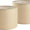 GO&SO Set of 2 Lamp Shades for Table Lamps Floor Lamps Rustic Brown Drum Lampshades- 13" Top x 13" Bottom x 10" High (Spider) Natural Burlap - Medium Lampshades Modern -Farmhouse Assembly Required (Yellow)