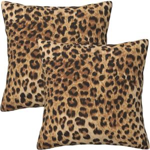 Leopard Print Pillow Covers 18x18 in Couch Cheetah Print Pillow Case Sets of 2 Modern Decorative Square Throw Pillows for Home Living Room Bedroom Bed Cushion Outdoor