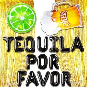 JeVenis Black Tequila Por Favor Balloons Bachelorette Wedding Cinco de Mayo Housewarming Christmas Birthday Banner Final Fiesta Bachelorette Party Sign