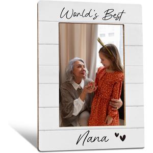 Nana Picture Frames, World's Best Nana Grandmother Wooden Photo Frames, Grandma Mother's Day Gifts for Grandma Birthday Christmas Picture Photo Frame for Desk Table 4X6 Photos