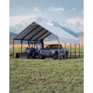 Garveelife 20'x20'x13' Metal Carport for 2 Cars, Heavy Duty Steel Frame for All Weather, Permanent Shelter for Boats, Full-Sized Pickup Trucks, and Tractors, N.W. 800 Lbs