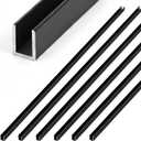 Shimeyao 6 Pack 36" Length Fixed Panel Frameless Shower Door Deep U Channel for 3/8 Inch Thick Glass, Matte Black Aluminum U Channel for Wall Floor or Ceiling Installation