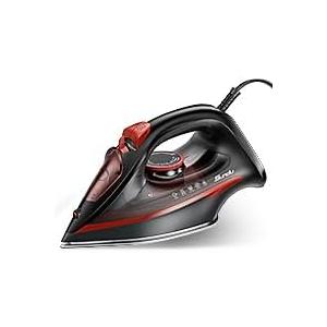 Steam Iron for Clothes, 3-Way Auto Shutoff, Ceramic-Coated Soleplate with Burst Steam, Anti-Drip and Anti-Calc, Self-Cleaning, 1500W Powerful for Home Use Light Garnet