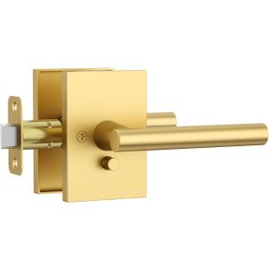 Amerdeco 10 Pack Brushed Gold Privacy Interior Door Handles