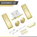 Vintage Door Knob with Lock for Interior Doors Polished Gold, Antique Brass 1 Pack Mortise Lock Set, Old Fashioned Bathroom & Bedroom with Skeleton Key for Old House Doors