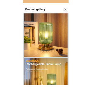 Cordless Table Lamp for Bedroom, 7500mAh Rechargeable Battery Operated Lamp, Modern Touch Dimmable Wireless Lamp Gold Base Green Glass Shade for Living Room, Desk, Led Bulb Included