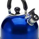 Stainless Steel Stovetop Whistling Tea Kettle 3 Liter (3-Quart) Classic Teapot with Ergonomic Handle, Works on Induction Cooktops-Blue 2409