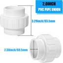 2PCS PVC Union Coupling 2Inch, Furniture Grade PVC Union Pipe Fittings with EPDM O-Ring, Schedule 40 White Slip Coupling Adapter for Irrigation, Pool & Spa System, indoor Plumbing Project