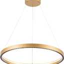 Modern Led Pendant Light Modern Led Chandelier, 1 Ring Circular Chandelier Dimmable Hanging Pendant Lighting for Living Room Dining Room Kitchen Island Foyer Office 23.6", 3000-6000K Gold