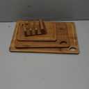 Astercook Deep-Carbonized Bamboo Cutting Boards for Kitchen with Wood Storage Stand, Reversible Charcuterie & Chopping Boards with Juice Grooves and Easy-Grip Handles, Knife-Friendly, Kitchen Gift